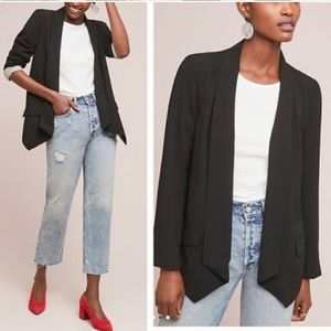 Athropologie Cartonnier Relaxed Draped Open Front Slouchy Blazer Jacket Size XL